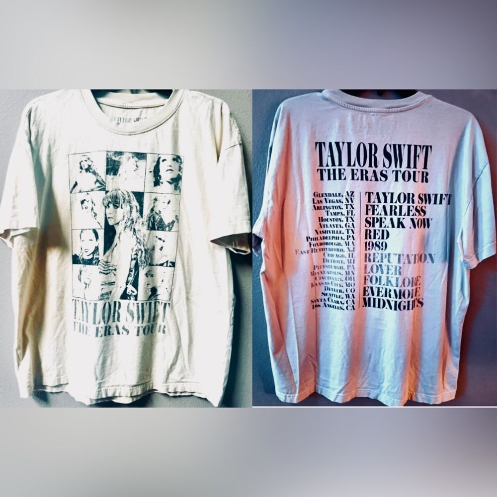 Taylor Swift Eras Tour Women’s Cream Graphic Shirt Size Large